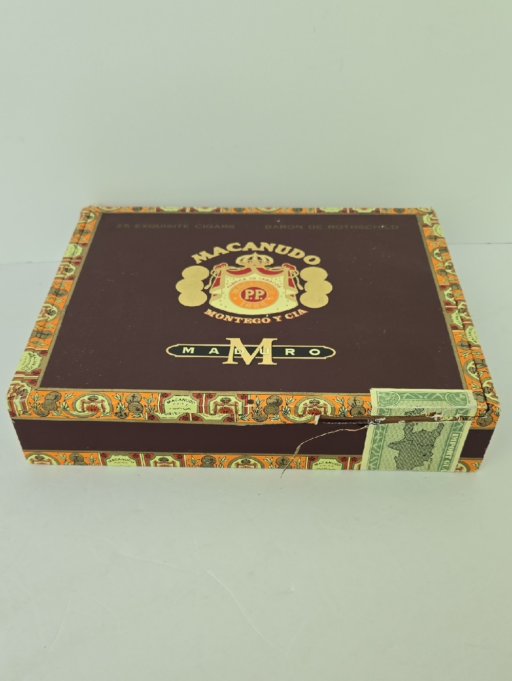 Vintage Macanudo Maduro Empty Wooden Cigar Box Barob De Rothschild
